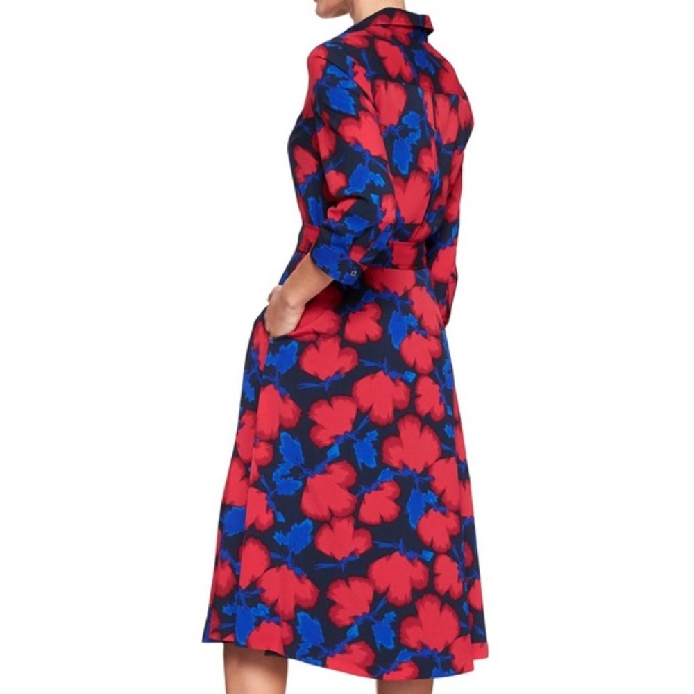 Banana Republic Red and Blue Floral Midi Dress